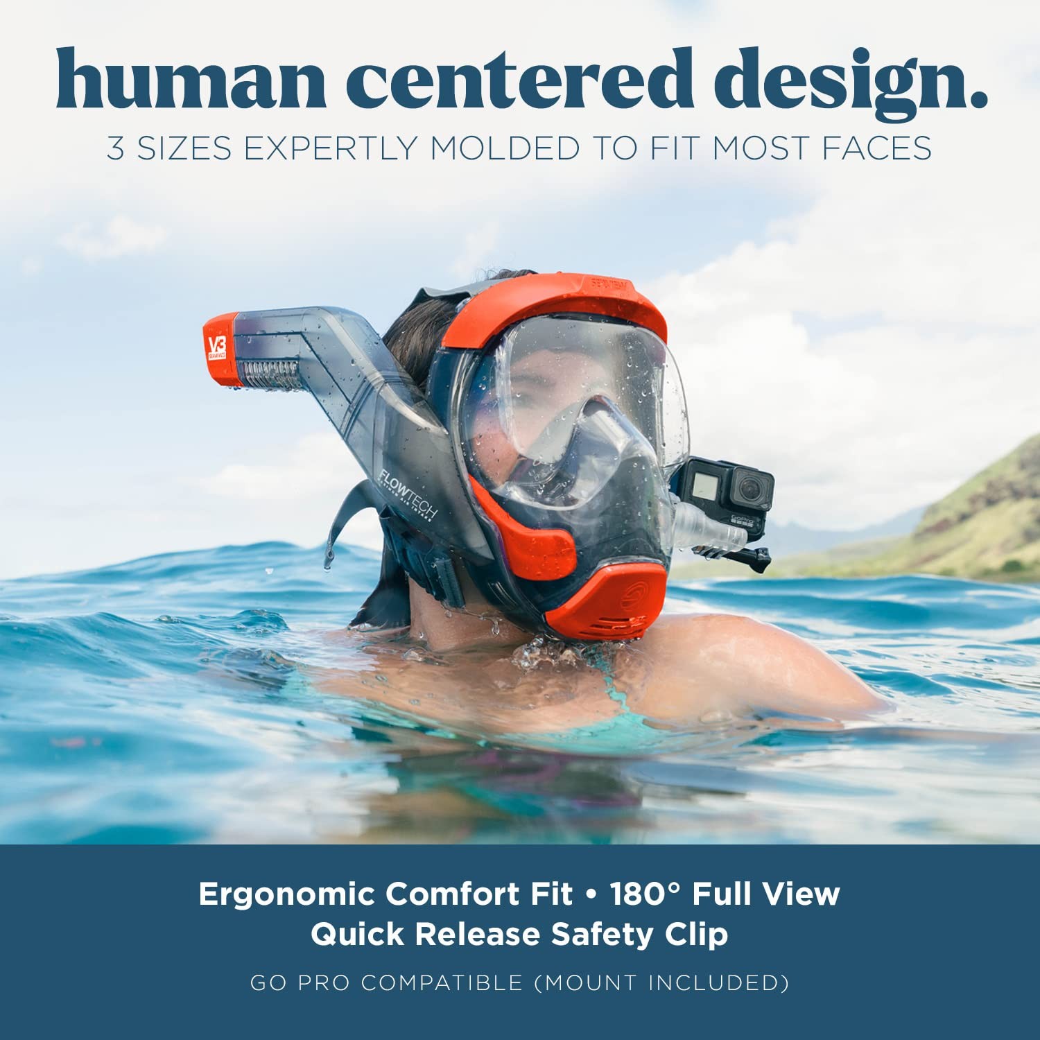 Seaview 180 V3 Full Face Snorkel Mask Adult- The is Small, Sunset