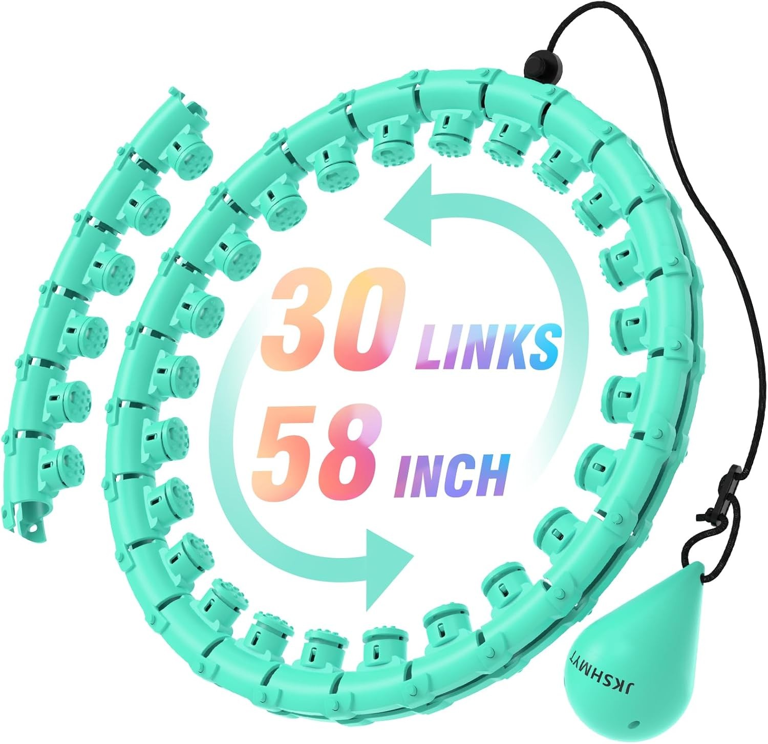 JKSHMYT Weighted Hula Circle Hoops for Adults Weight Loss, 58 inch, cyan
