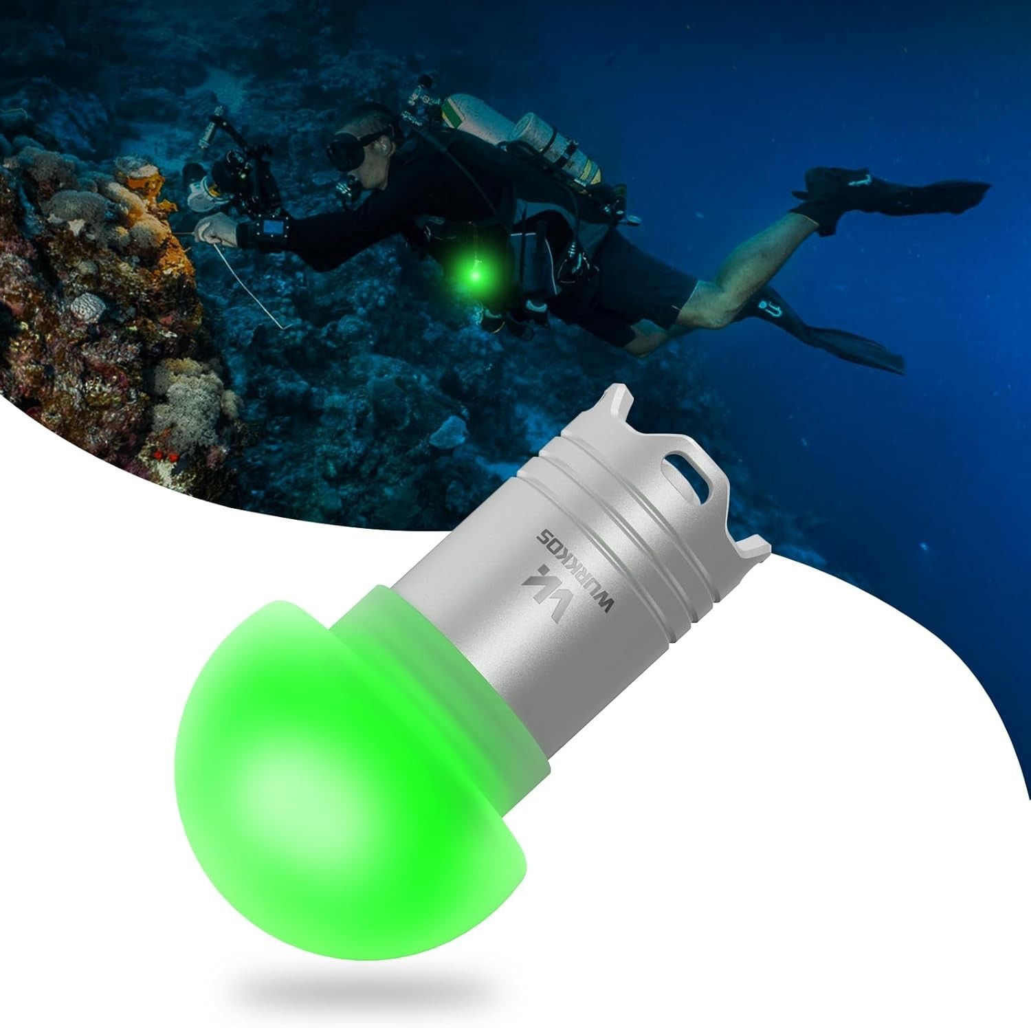 Wurkkos DL04 5-Color-in-1 Mini Diving Beacon Light, Rechargeable Scuba Diving