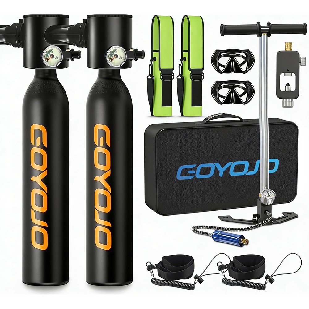 GOYOJO 0.5L Mini Scuba Tank with Pump 3000 PSI Portable Diving Lung Tank Kit