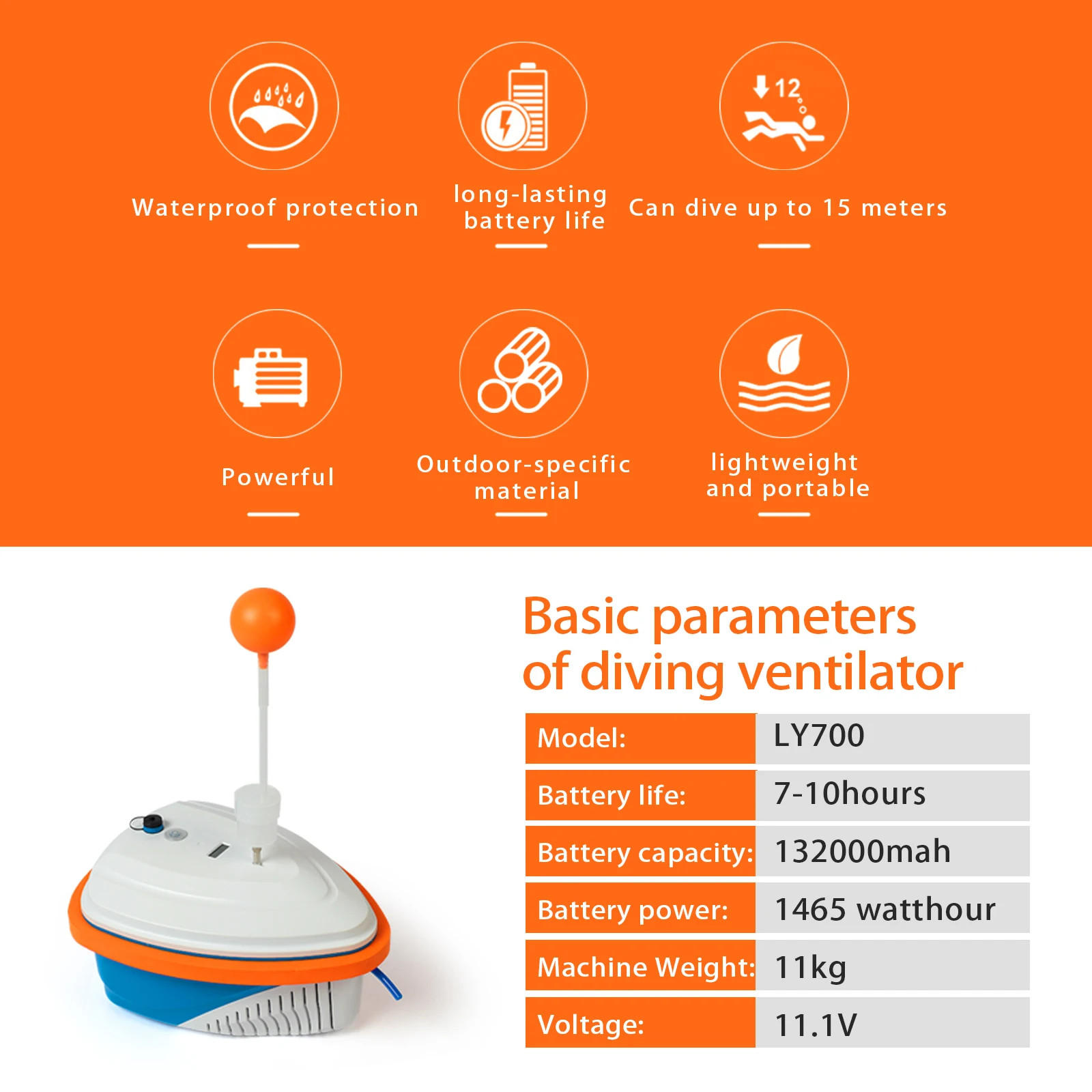 TUXING 7 Hours Scuba Diving Ventilator Support Deepest 15M Snorkel Equipment Dev