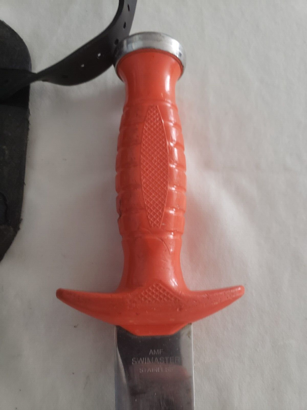 AMF Swimaster Dive Knife, Serrated, Stainless Steel, Orange Handle, Black Sheath