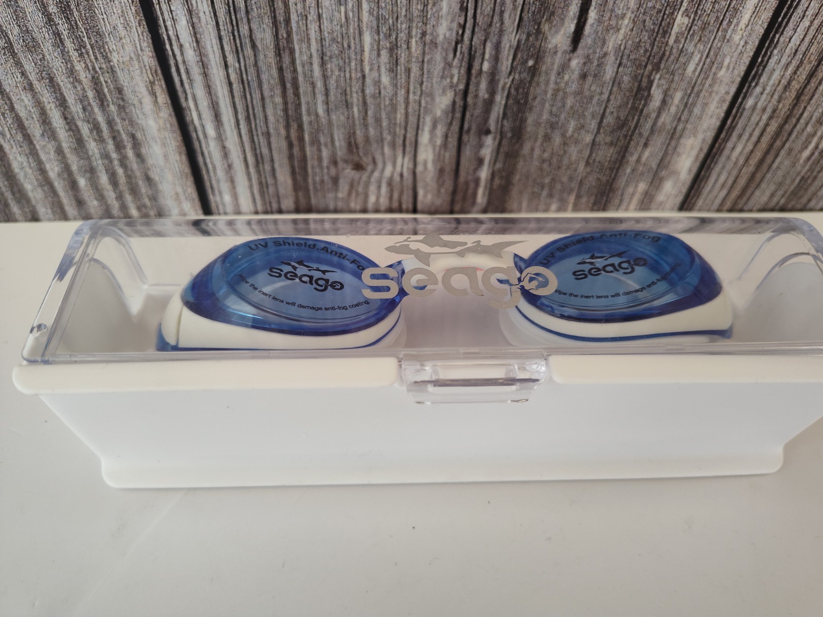 Seago New In case Swimming Goggles Anti-fog Anti-UV Silicone White and Blue