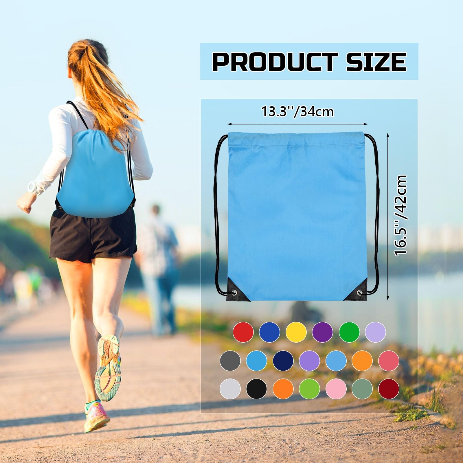 Grneric Drawstring Backpack Bulk 60 PCS, 16.5″ x 13.3″, Multicolor