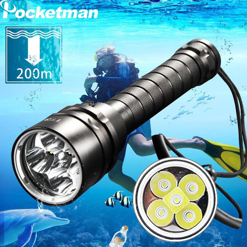 10000lM Diving Flashlight Torch Scuba Light UnderWater 220m Depth Flashlight