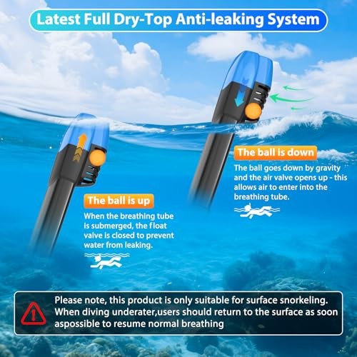 Snorkeling Gear for Adults, Full Face Snorkel Mask, Scuba Small-Medium Blue