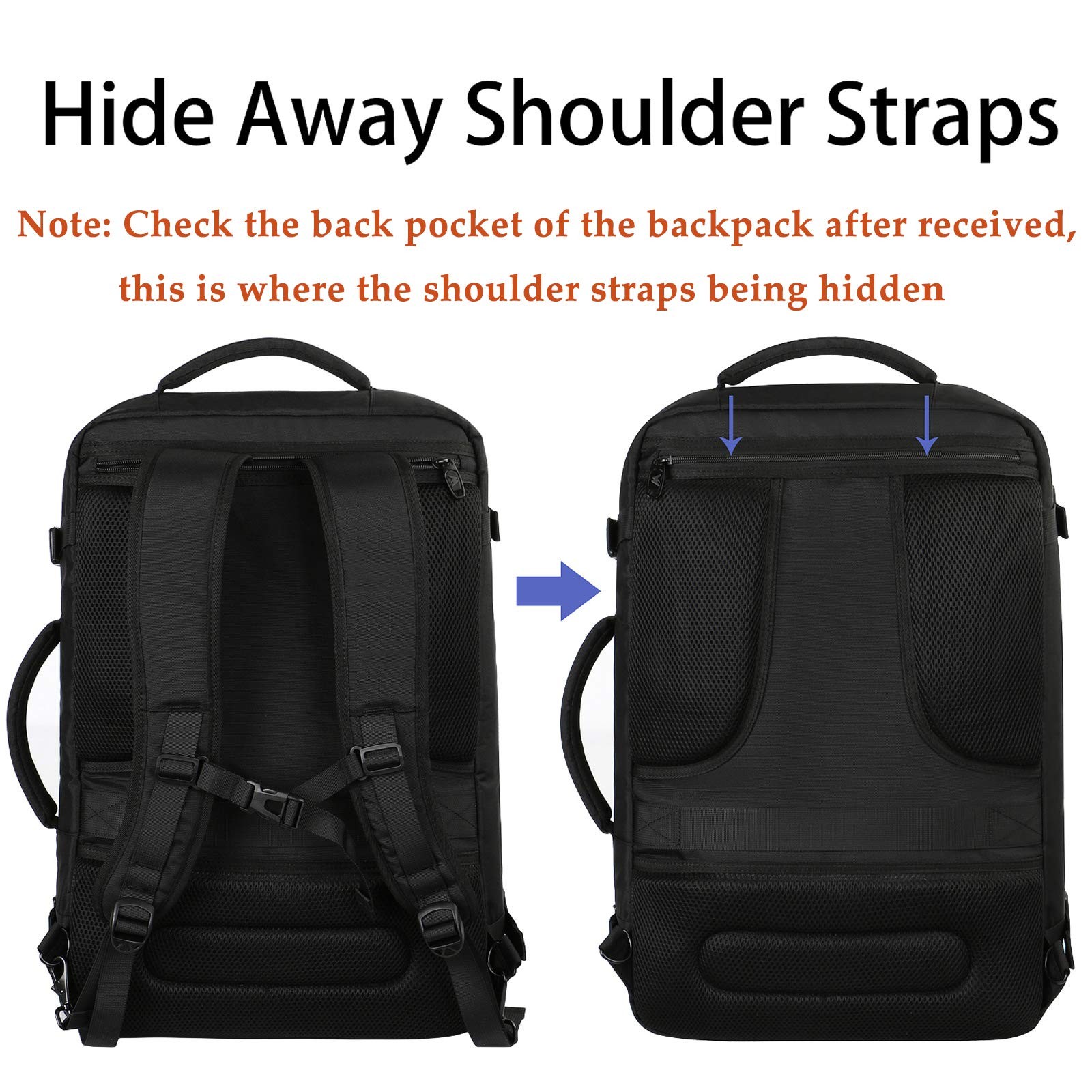 MATEIN Carry on Backpack, Extra Large Travel Backpack X-Large, Black