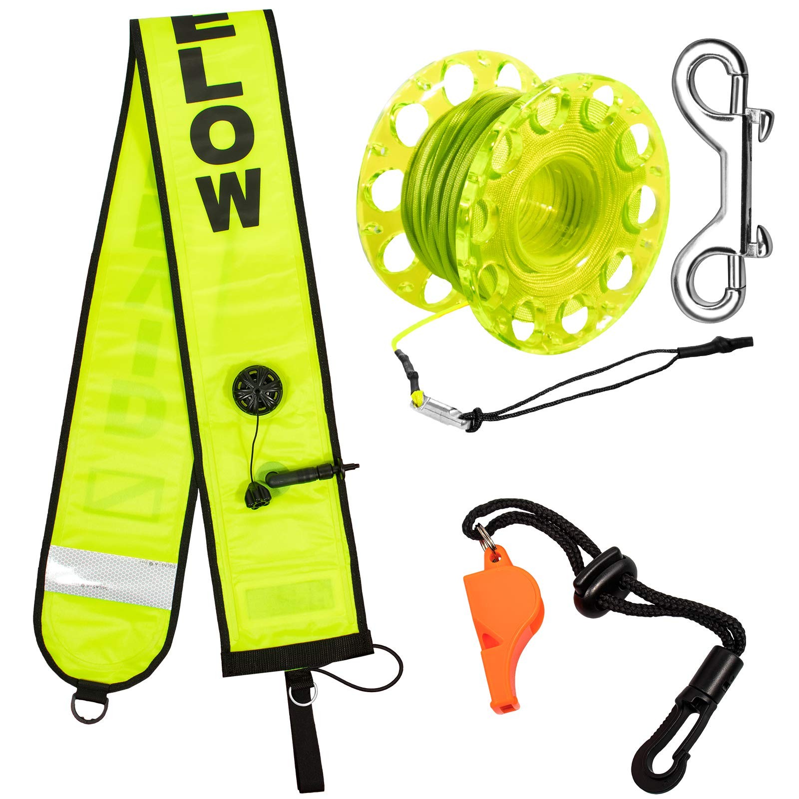5ft Scuba Diving Surface Marker Buoy (SMB), Safety Sausage with Plastic 98ft …