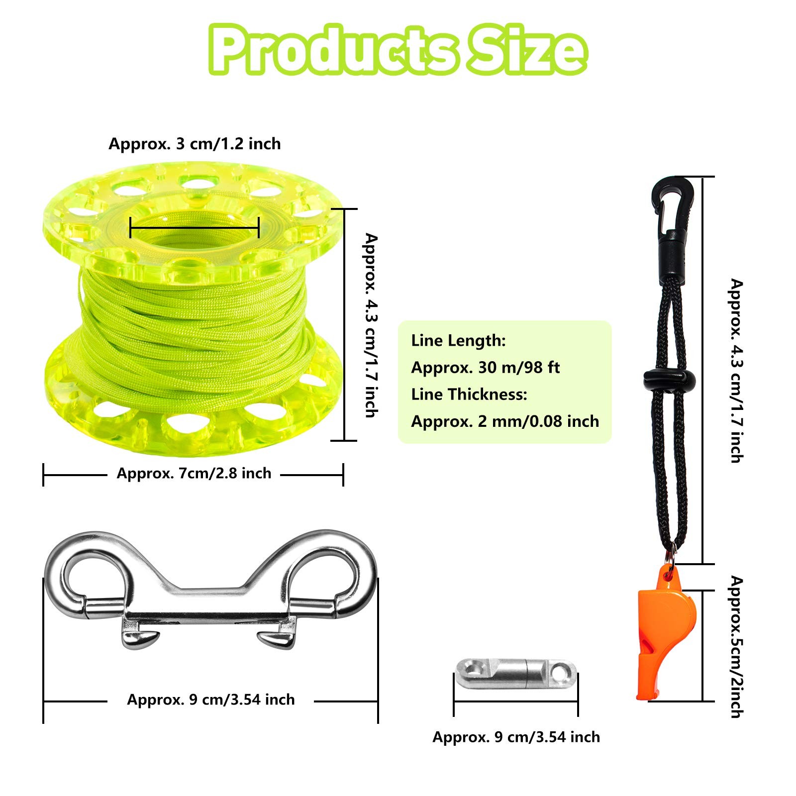 5ft Scuba Diving Surface Marker Buoy (SMB), Safety Sausage with Plastic 98ft …