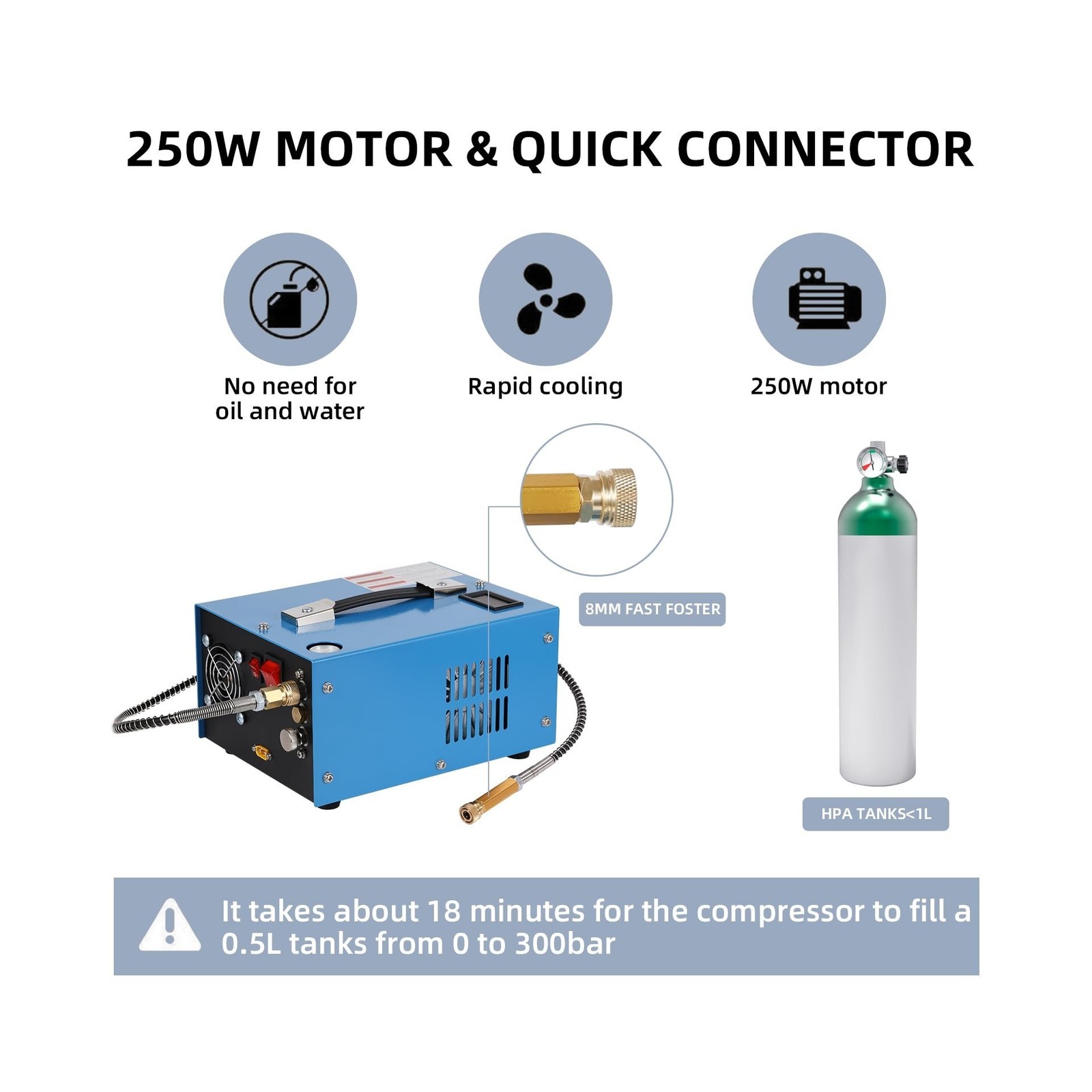 PCP Air Compressor, 4500 Psi/30 MPa Scuba Tank Compressor, 12V DC/120V AC Pow…