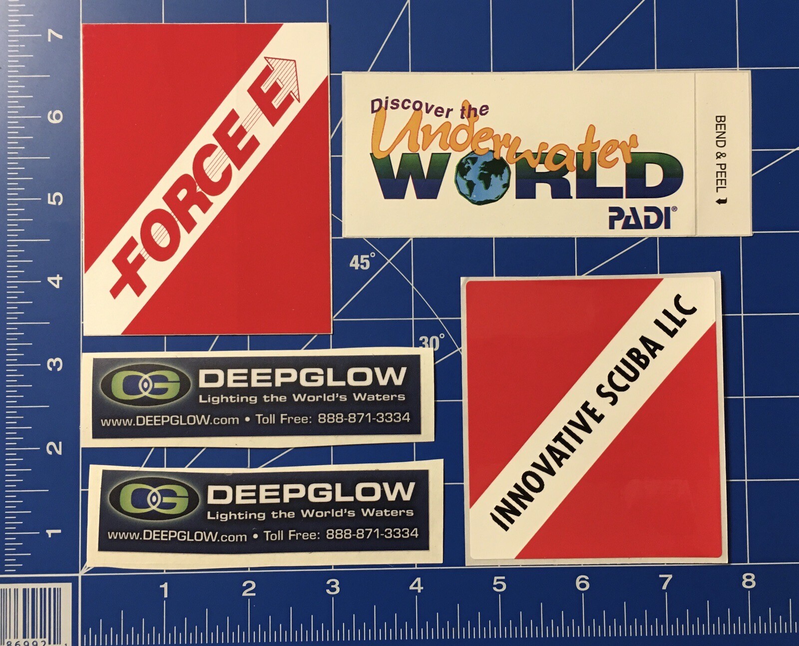 Lot 5 Diving Vinyl Glossy Sticker Dive Diver Scuba Padi Deepglow Innovative