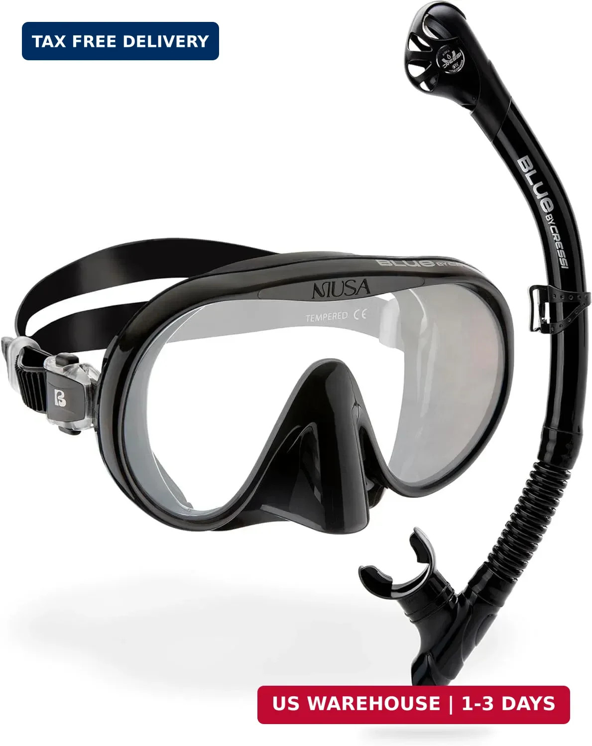 Cressi Adult Wide View Single Lens Comfortable Snorkeling Mask & Dry Snorkel – M
