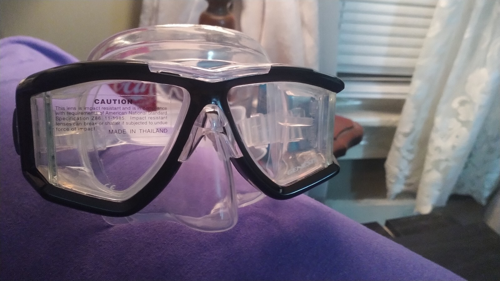 Genesis Scuba Panview Pro Mask Snorkle Goggles Clear/Black with Case & Brochure