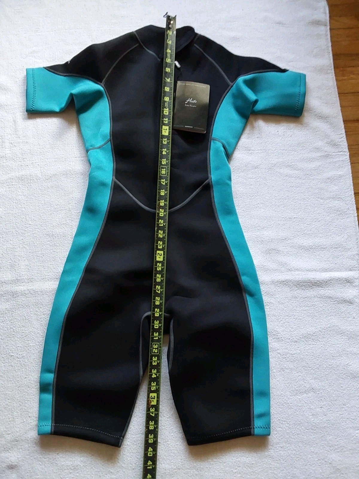 Herto Guardian Womens Black Turquoise Front Zip Wetsuit NWT Water Sports Sz 10