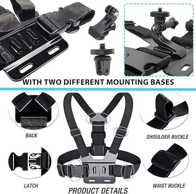 Adjustable Chest Mount Harness for Insta360 X5 X4 X3 X2 X ACE Pro ONE RS R GO 2