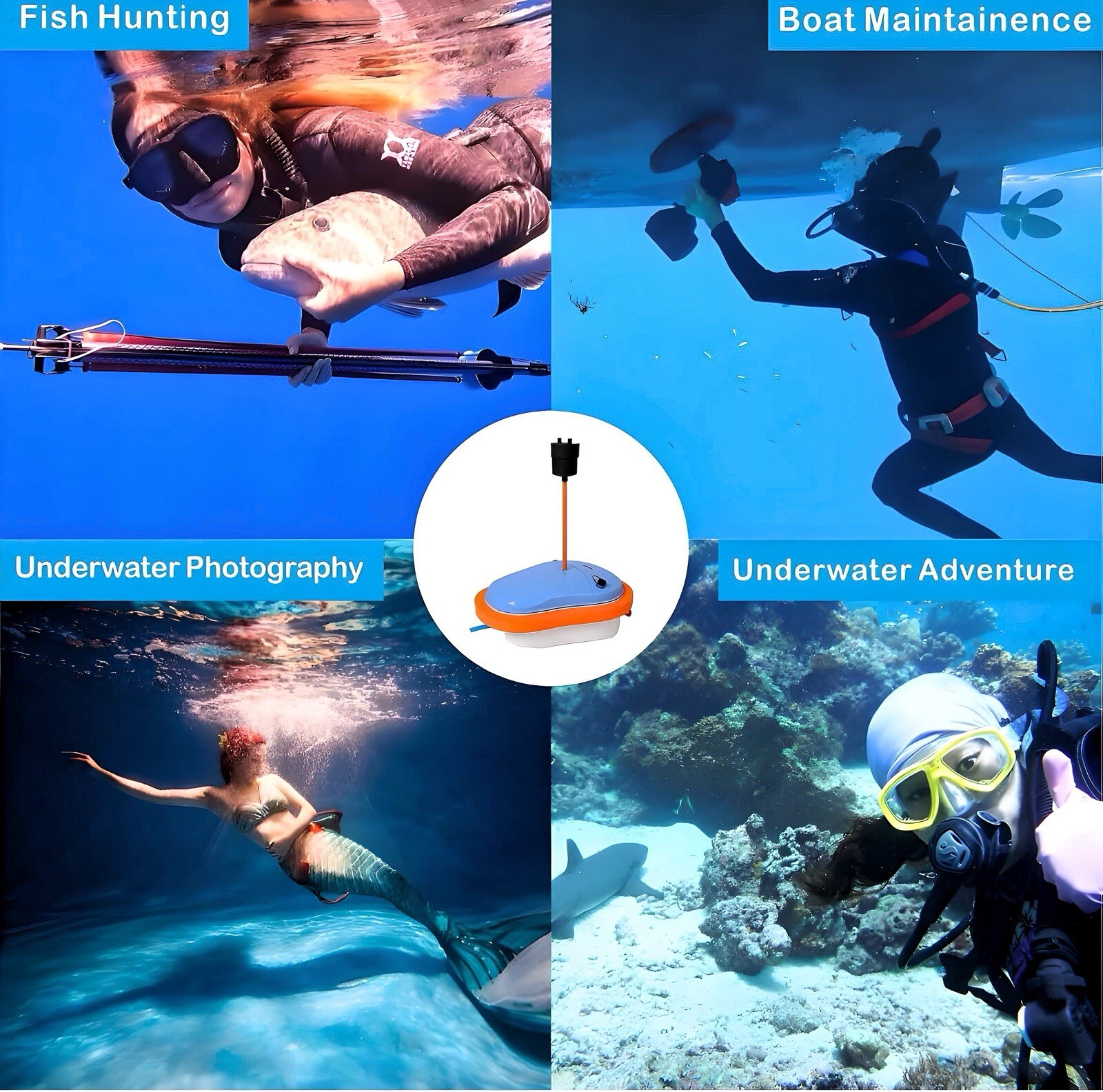 Tankless Diving System Scuba Diving Ventilator, Portable Rechargeable Scuba