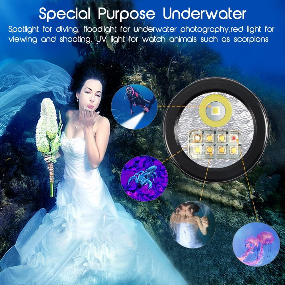 APLOS AP70 Scuba Diving Video Light, 6000 Lumen, 5 Modes, 135 Degrees Wide Beam