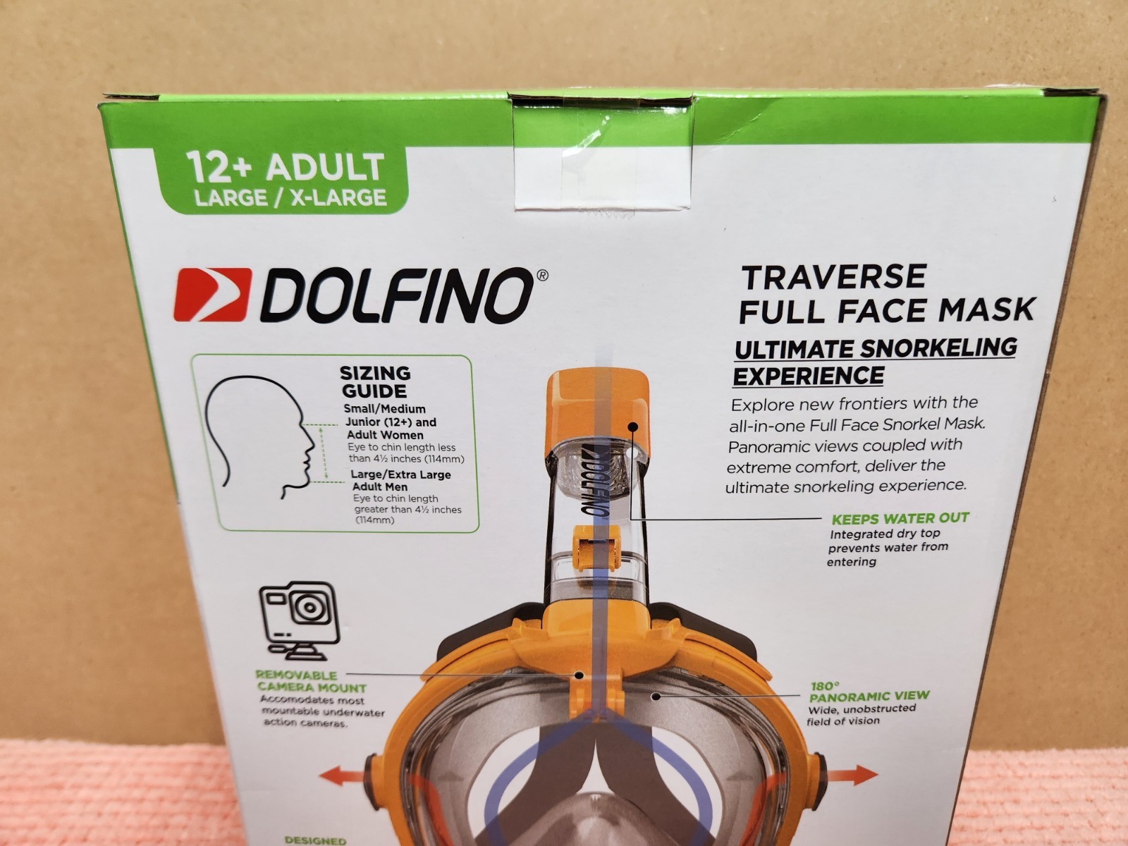 Dolfino Traverse Full Face Snorkel Mask w/ Air Exchange System Adult Sz L/XL NEW