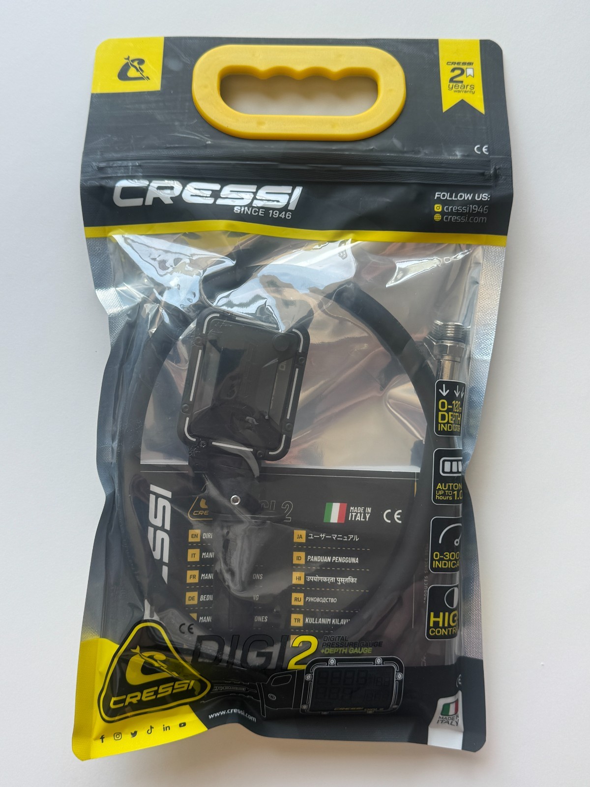 Cressi Digi 2 Digital Pressure + Depth Gauge Console w/ HP Hose NEW SEALED Scuba