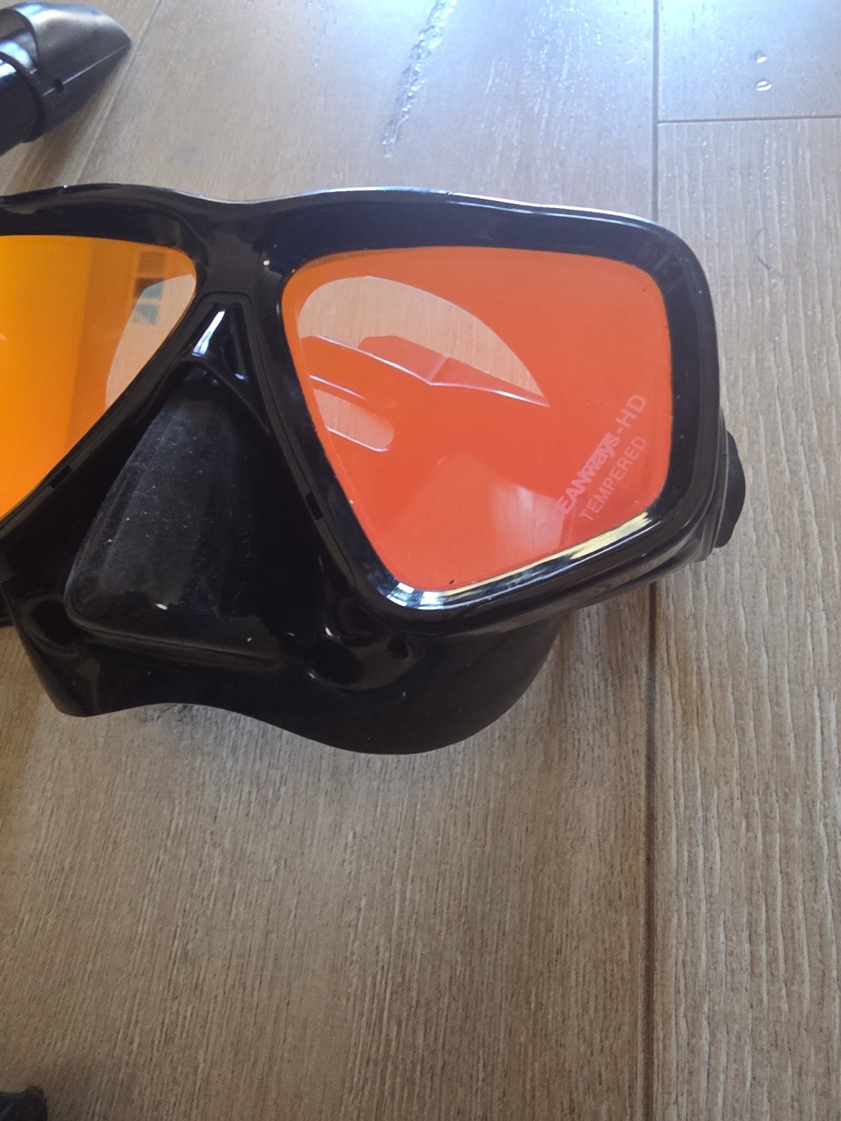Oceanways SeeSharp HD Dive Mask Snorkel Set Black Tempered Glass Adult Scuba