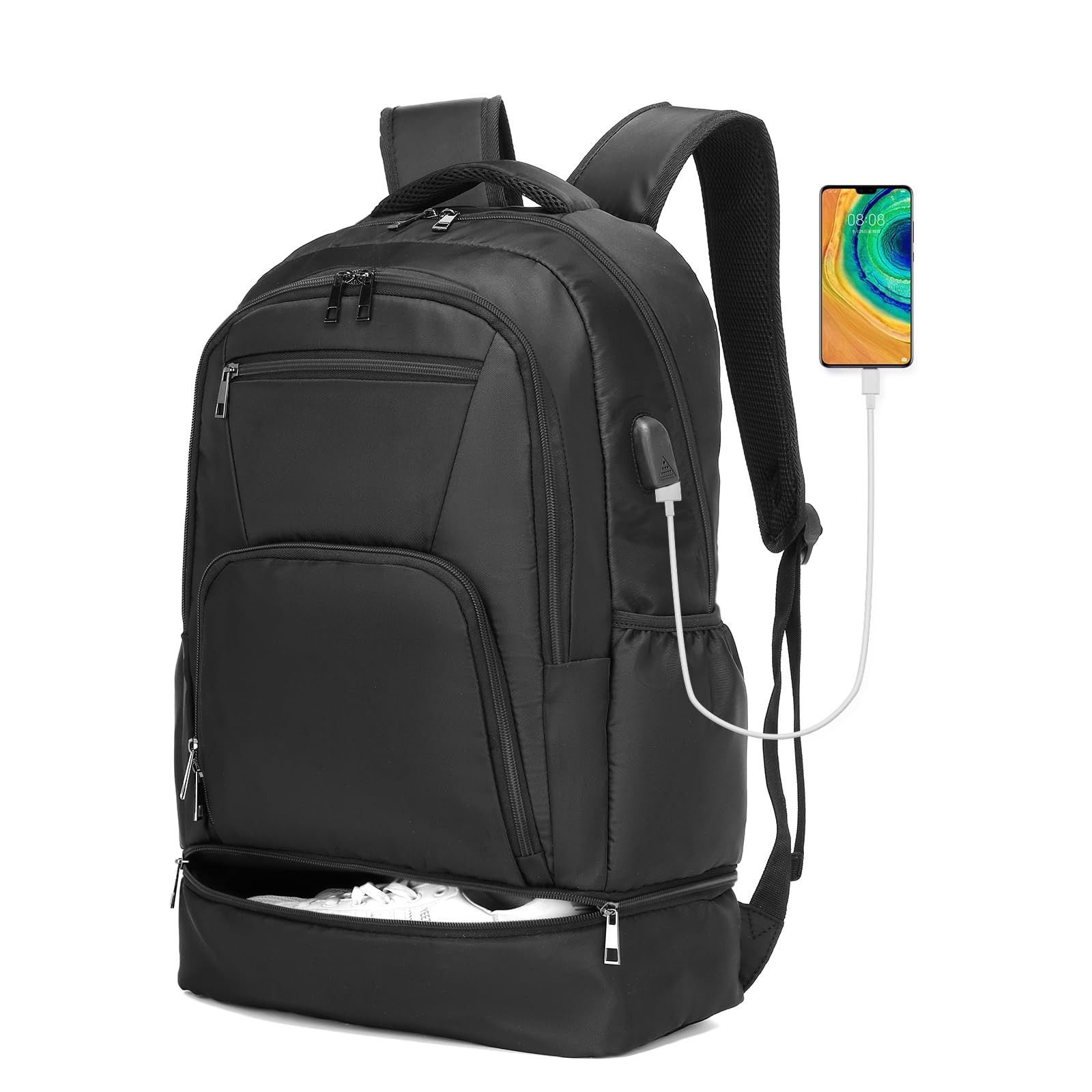 seyfocnia Gym Backpack for Men,Gym Bag with Shoe Compartment 20inch, Black