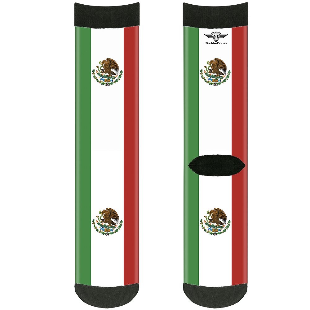Buckle-Down Unisex-Adult’s Socks Mexico Flags Crew, Multicolor