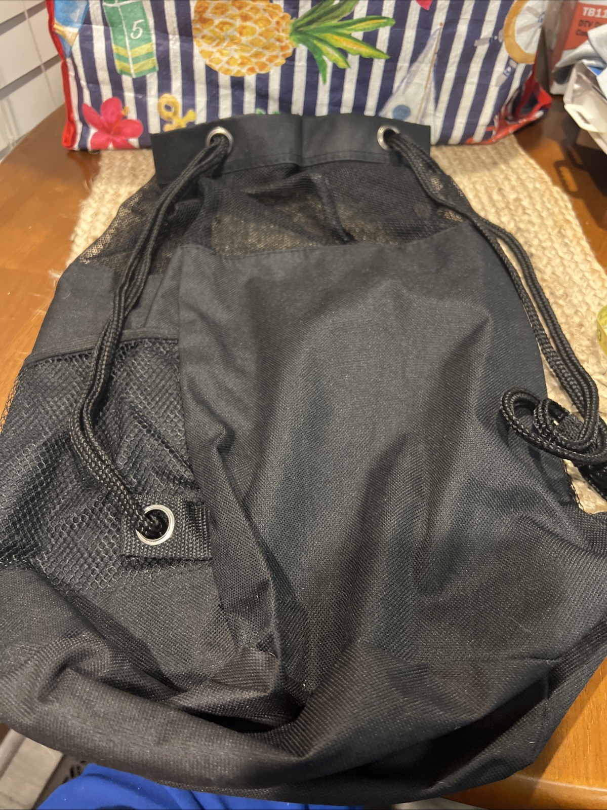 PADI Black Drawstring Backpack Scuba Diving Gear Bag Cord Mesh 1 Pocket