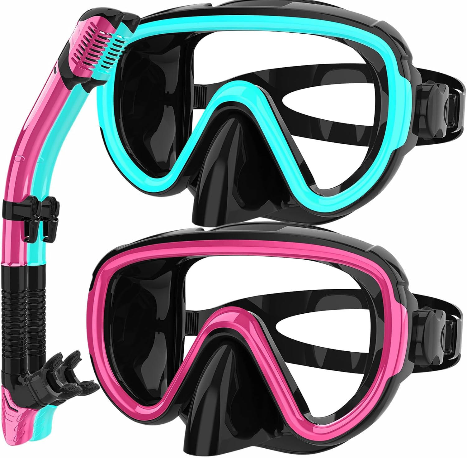2 Packs Dry Snorkel Mask Set Snorkeling Gear for Adults Scuba Diving Mask Swimmi