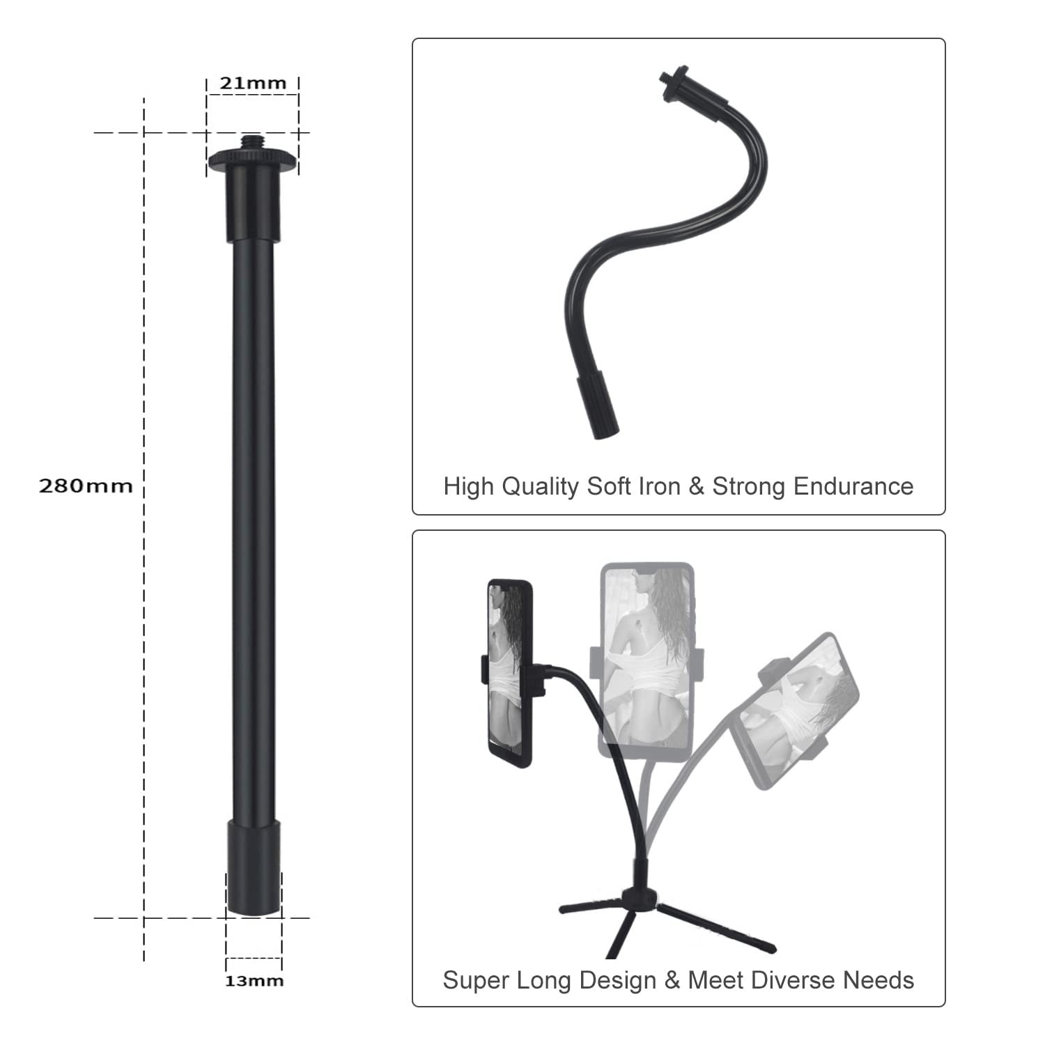 KAGYOKU Gooseneck Camera Mount 11 inch Arm 1/4 20 Threaded black
