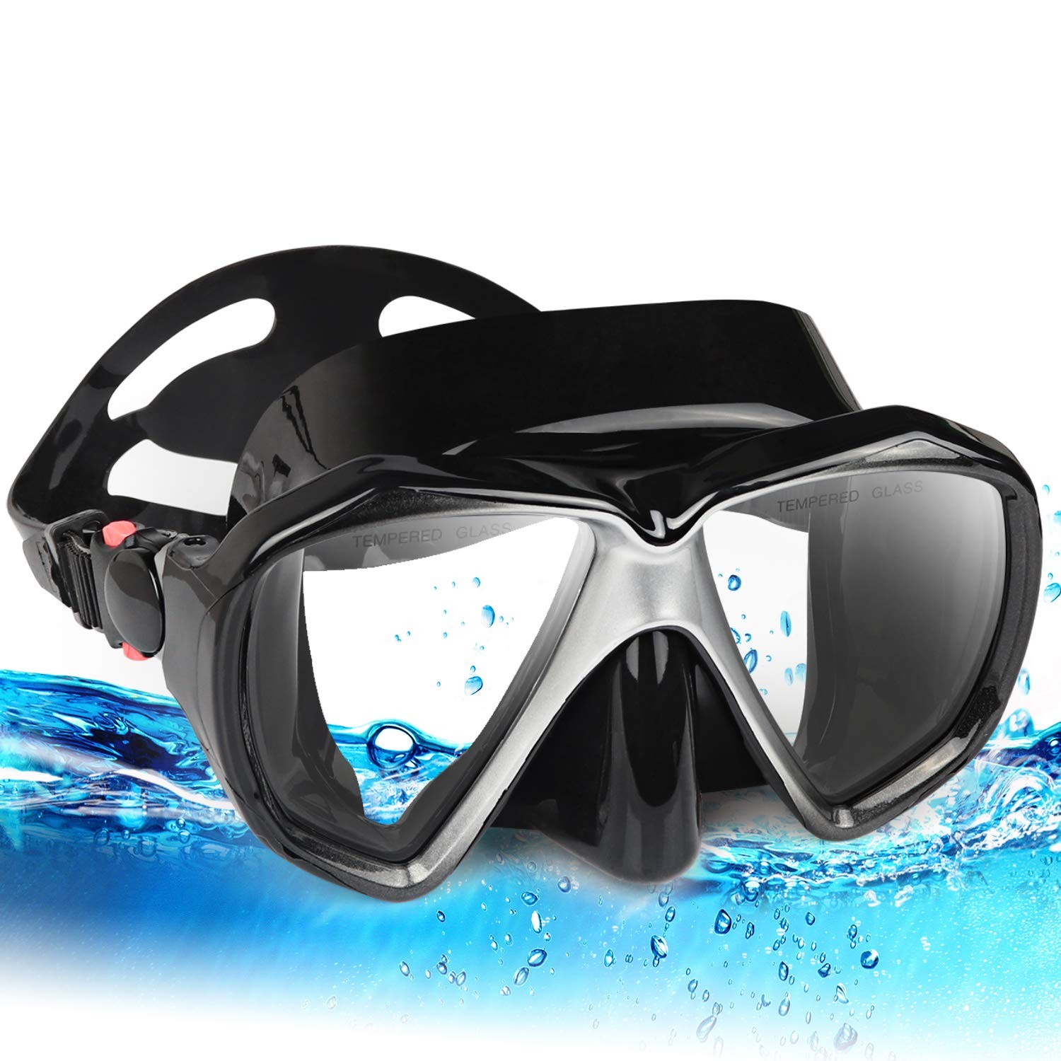 Snorkel Diving Mask Panoramic HD Swim Mask, Anti-Fog Scuba F, A-Black