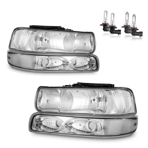 Headlights Assembly OE Replacement Chrome Housing | With High & Low Beam Bulbs