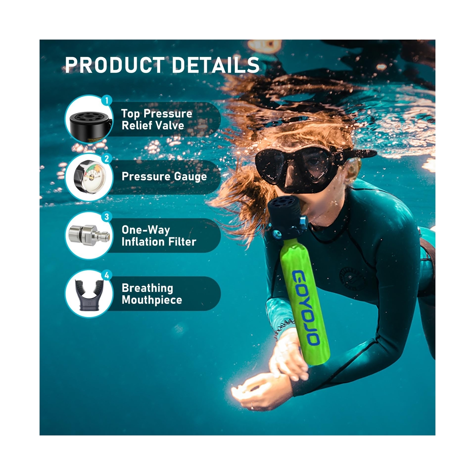 GOYOJO 0.5L Mini Scuba Tank with Pump, Portable Diving Tank, Lung Tank Kits w…