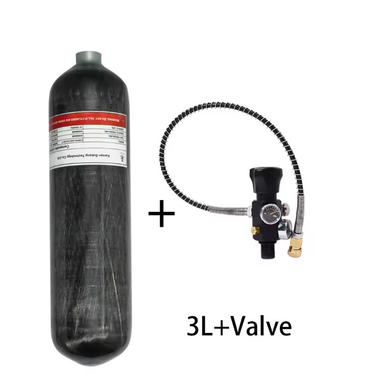 3L Carbon Fiber Cylinder High Pressure Tank Fill Station Valve 4500PSI 300BAR