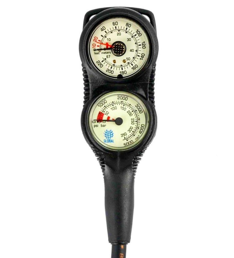 Sea Elite Compact 2 Gauge Console 2″ 5000 PSI SPG, Depth Gauge Scuba Dive Global