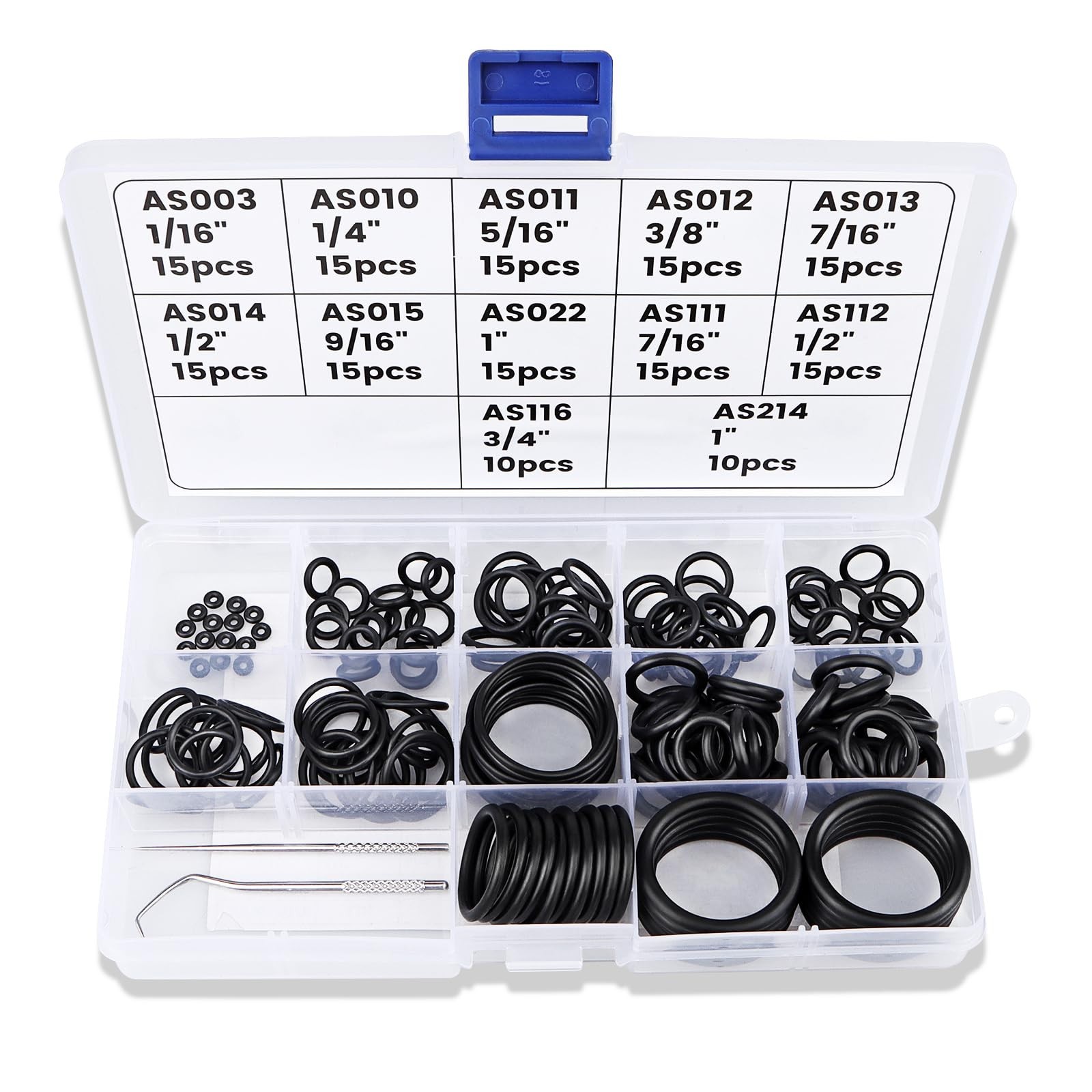 170 Pcs Scuba O Ring Kit, FKM90 Diving O-Rings & Stainless Steel Pick Set for Ta