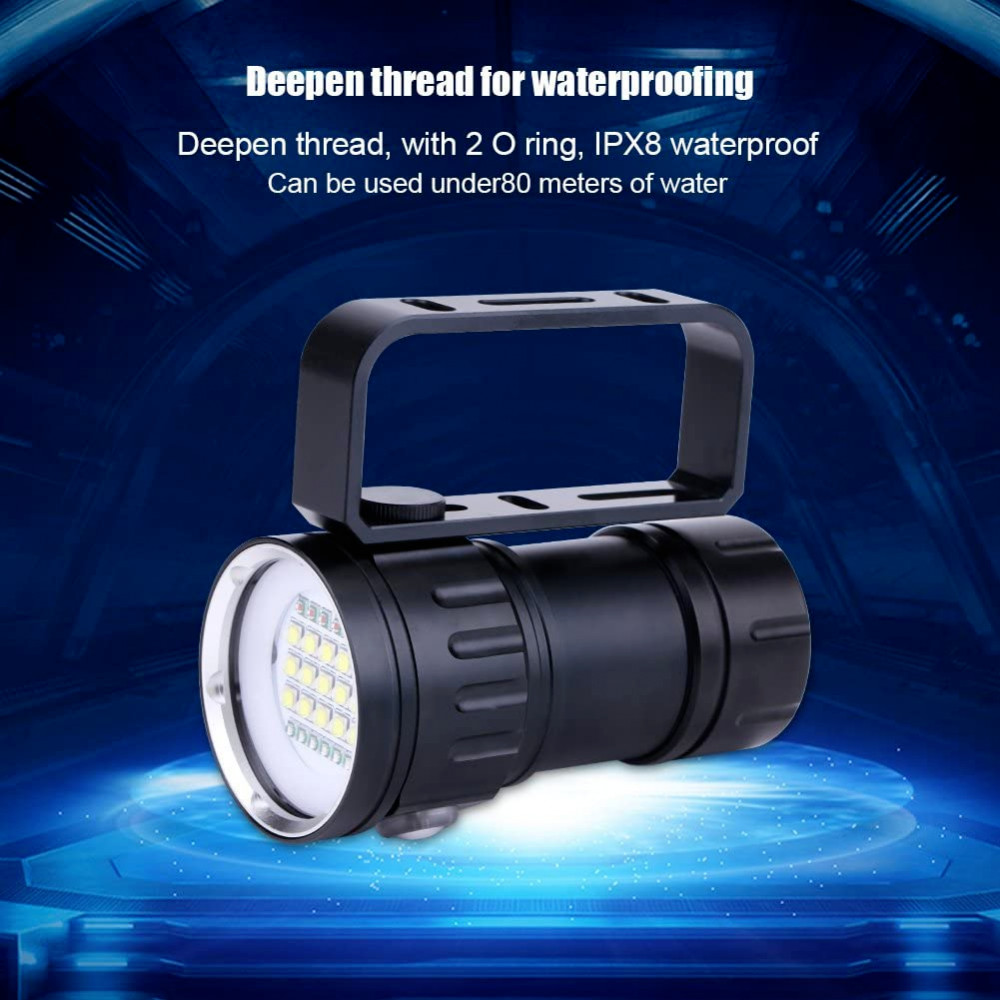 Diving Flashlight, 18000 Lumen IPX8 Waterproof Torch Scuba Dive…