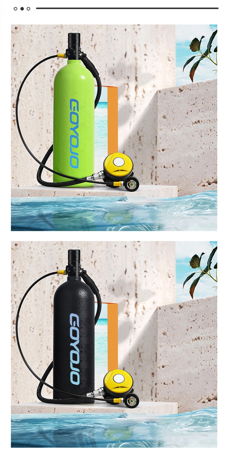 GOYOJO 2L Scuba Diving Tank Kit, Oxygen Underwater Pump & Diving Glasses & Vest