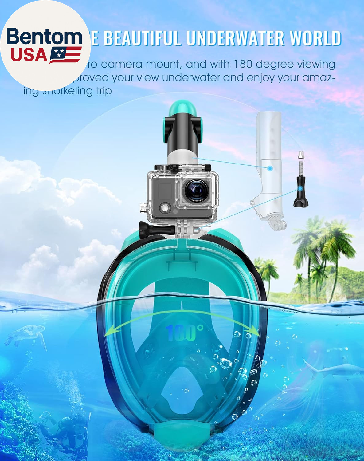G2 Snorkeling Gear for Adults 2PCS, Full Face Snorkel Mask with Dry Top Snorkel,