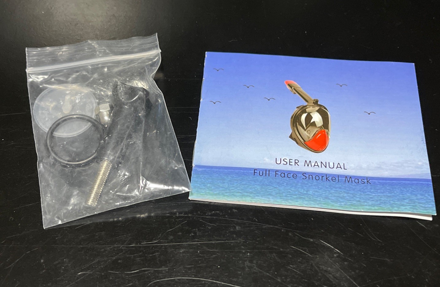 Camera Mount Hardware, ring gasket and extra valve for Snorkel Mask Full Face