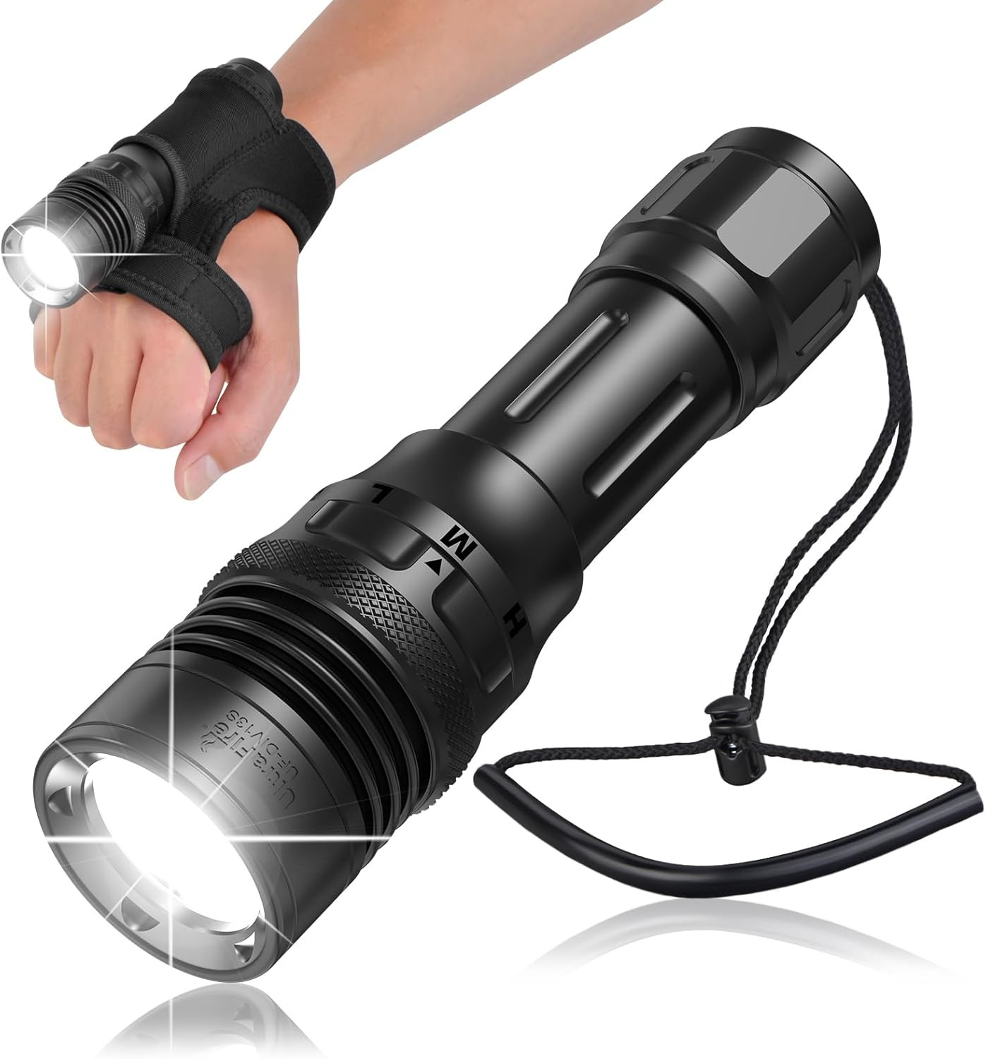 ULTRAFIRE Dive Light 3350 Lumens Rechargeable Scuba Diving Flashlight, IPX8 Wate