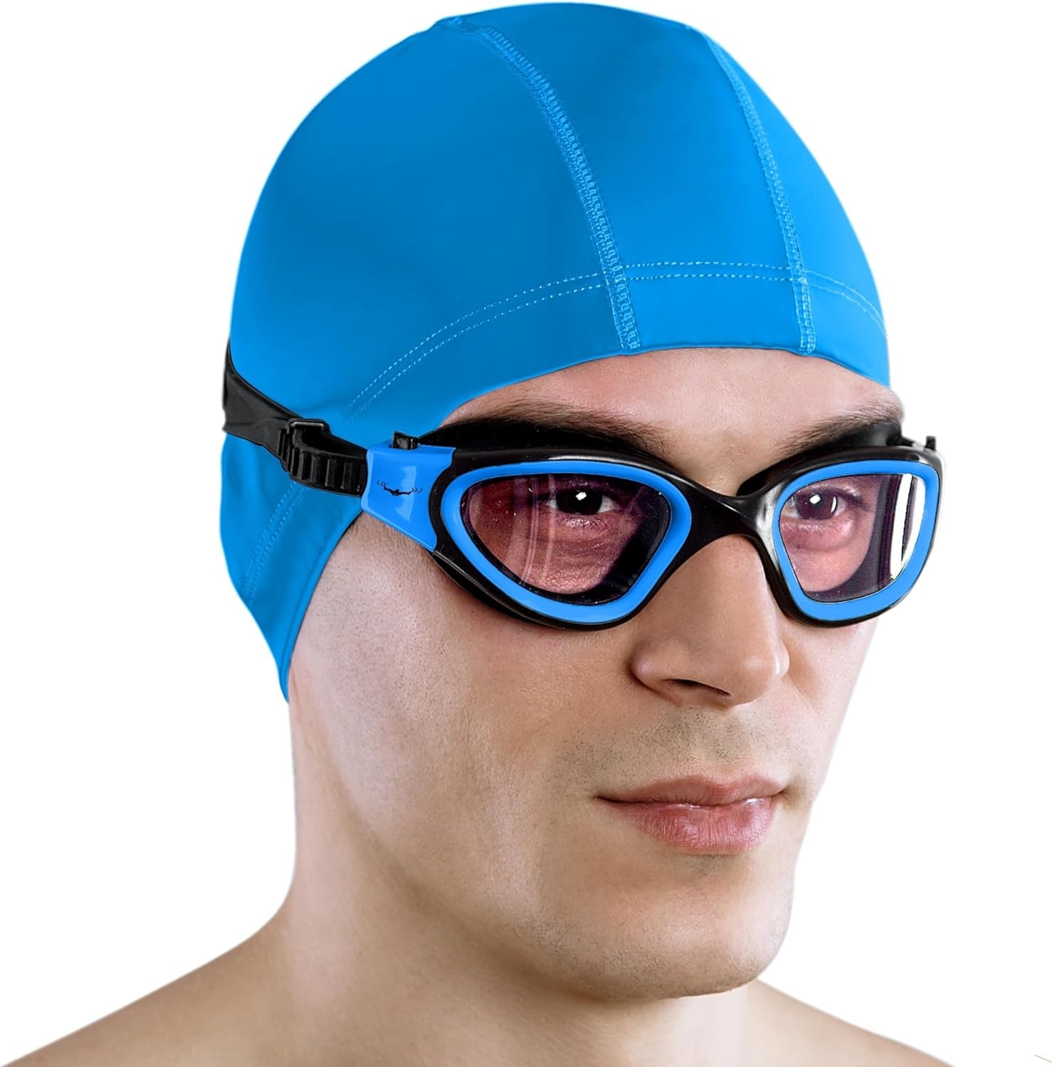 AqtivAqua Swimming Goggles, DX Wide View Swim Blue Goggles + Case