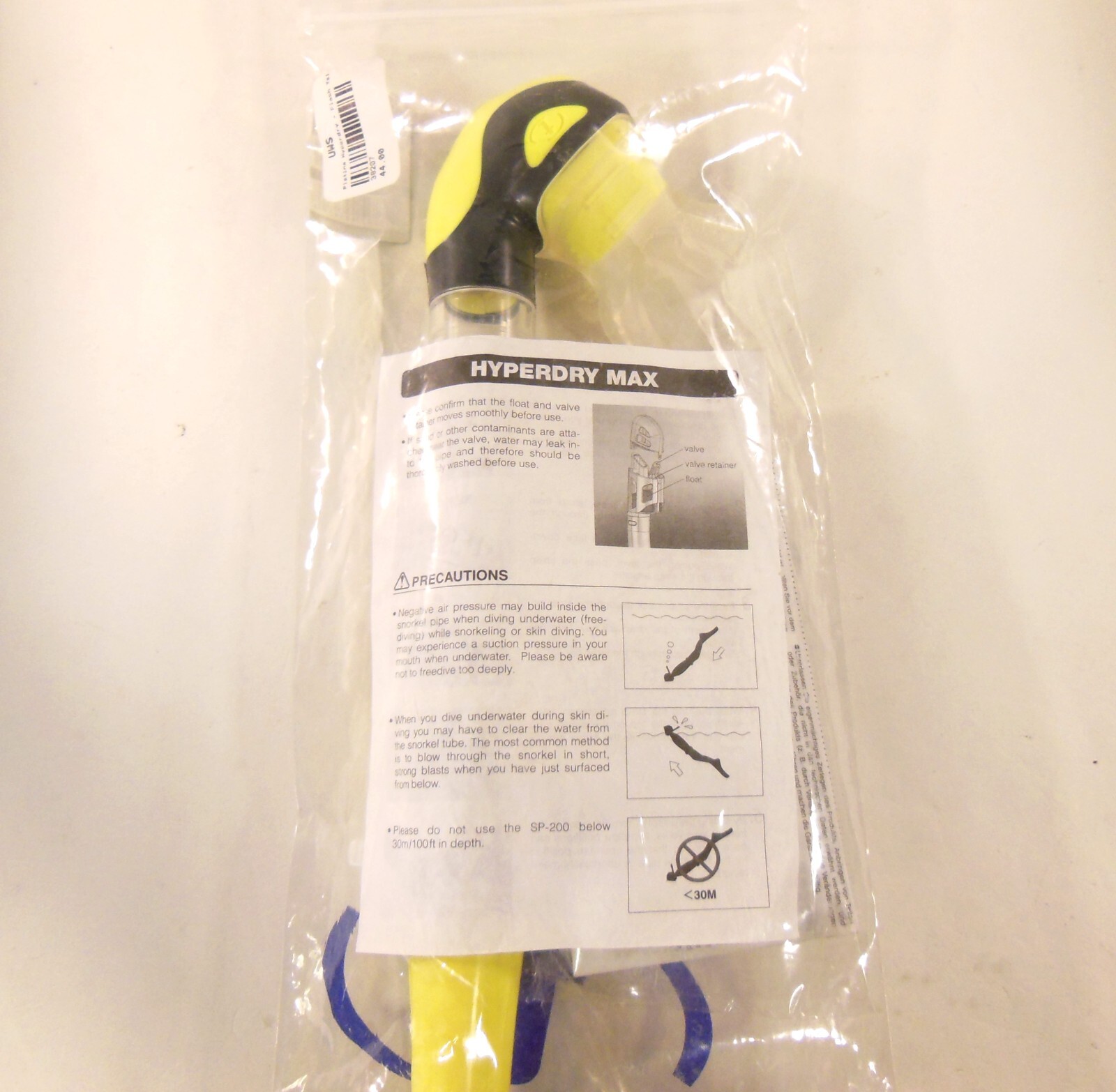 TUSA Platina Hyperdry SP-170 FY Snorkel in Flash Yellow and Black, Very Nice