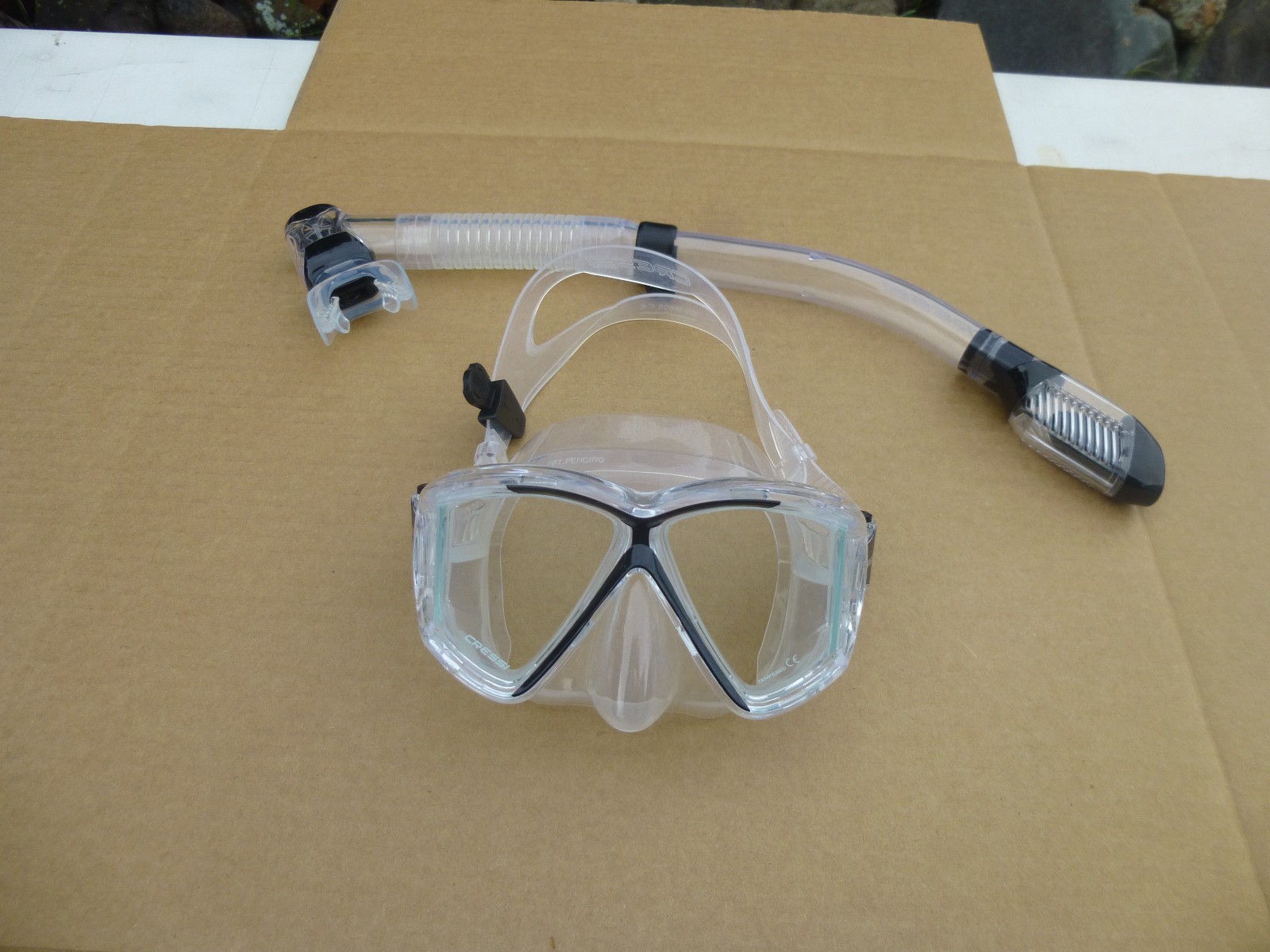 NICE CRESSI PANO 4 SCUBA DIVE MASK AND SNORKEL SET / BLACK WITH CLEAR LENSES