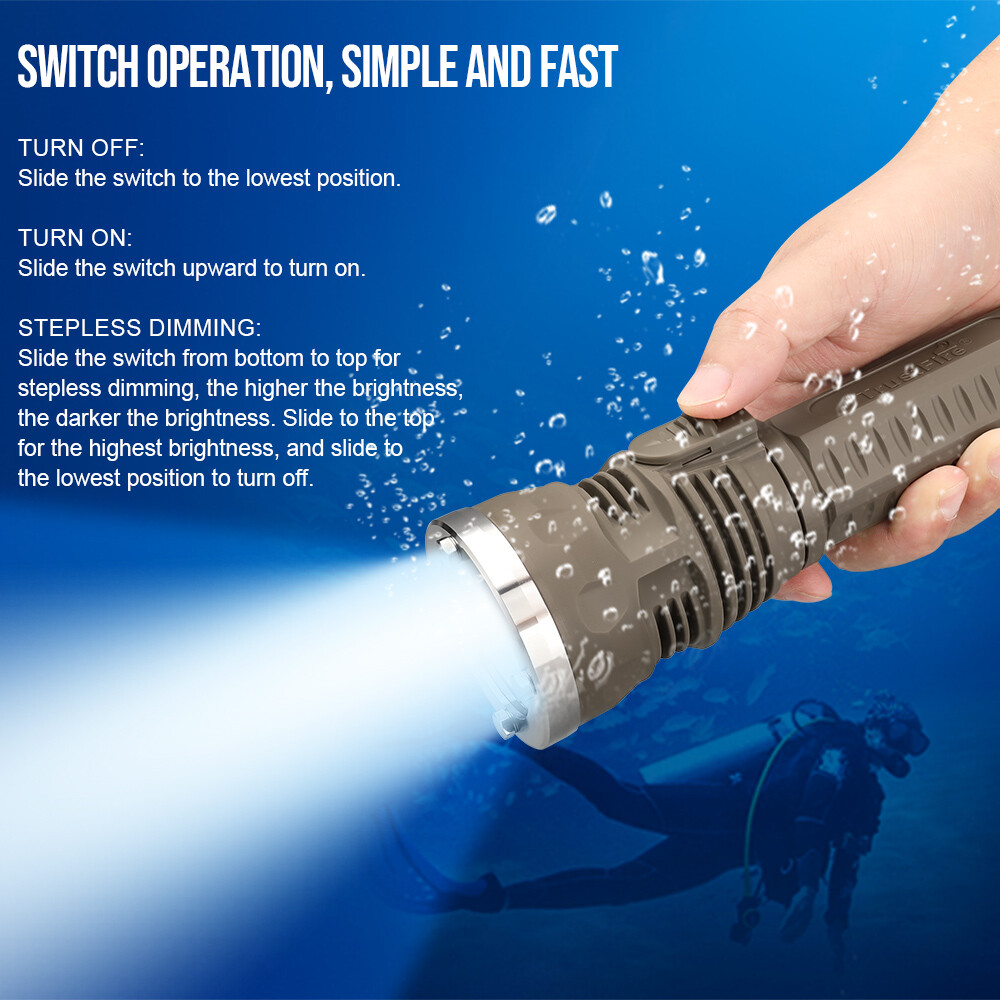 Trustfire Stepless Dimming 3200LM Rechargeable Diving Light Scuba Flashlight R