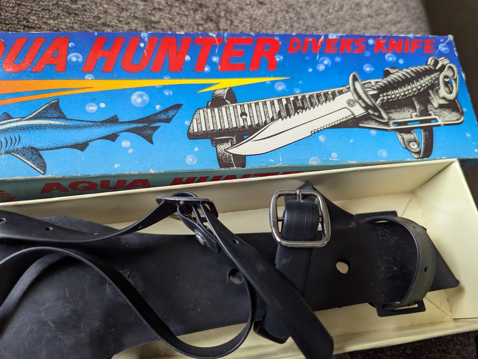 Vintage AQUA HUNTER DIVERS Knife United Stainless Steel Uc412 W/ SHEATH Rare