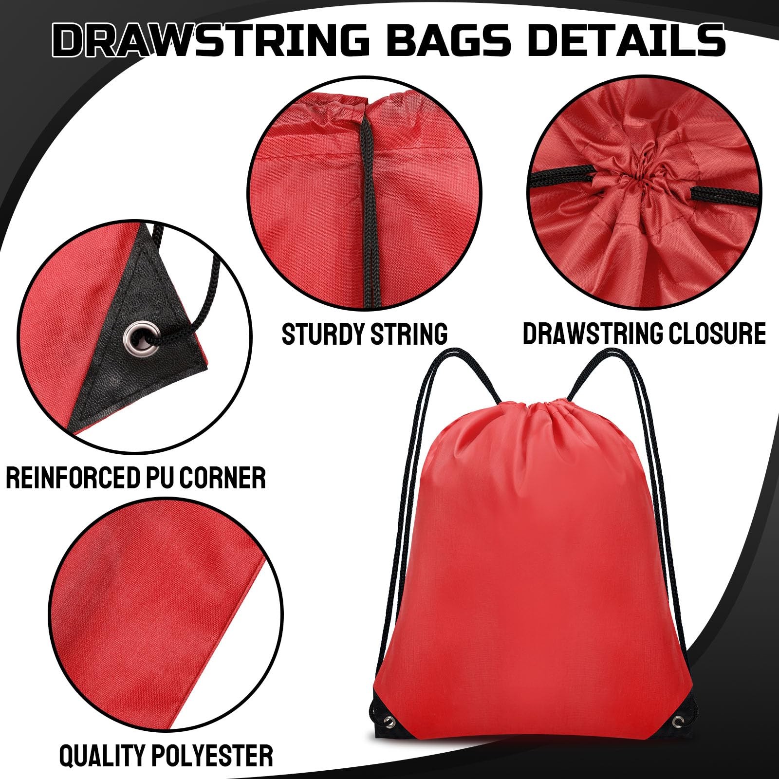 Grneric Drawstring Backpack Bulk 60 PCS, 16.5″ x 13.3″, Multicolor