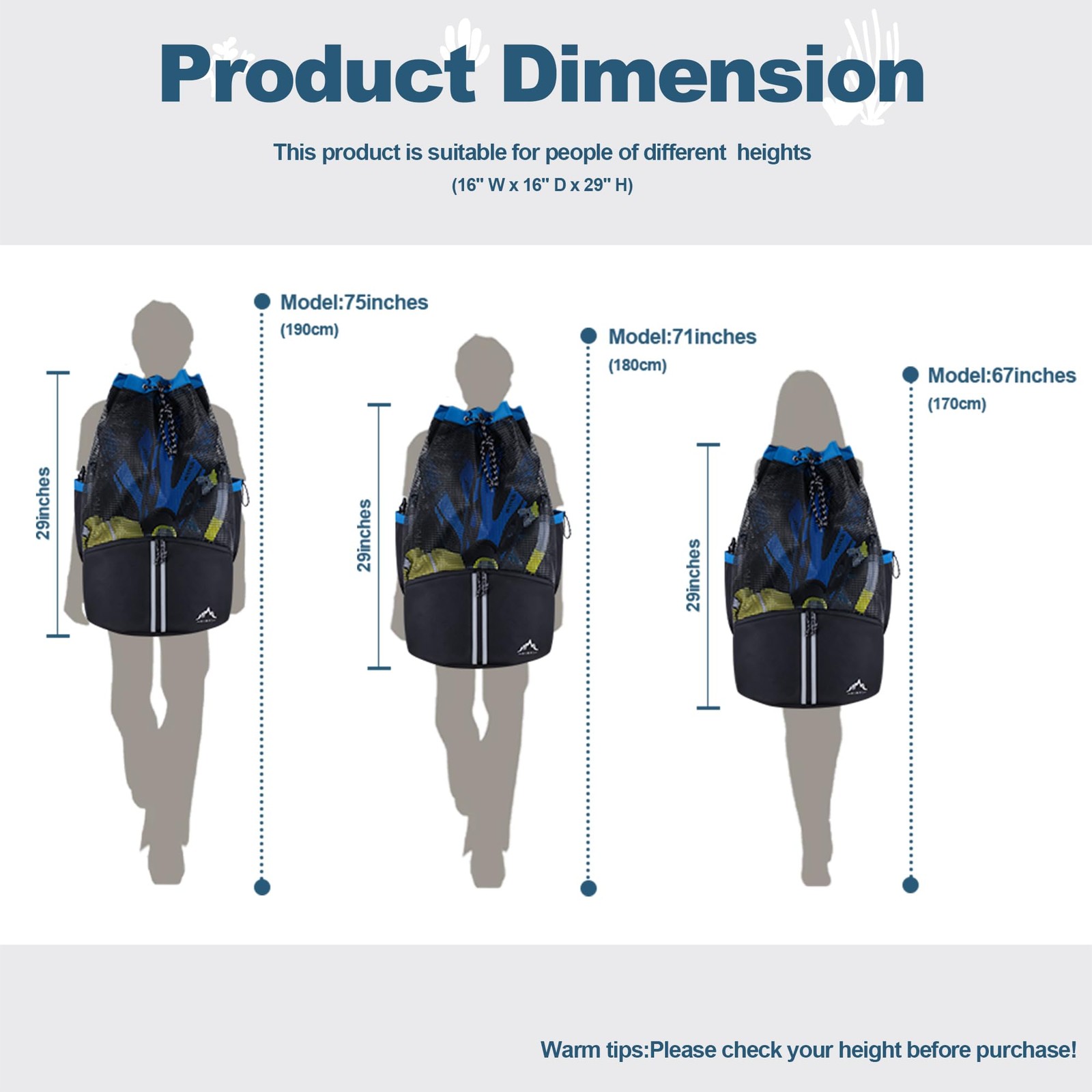 GoHimal Scuba Diving Bag, XL Mesh Backpack for One Size, Black-Blue