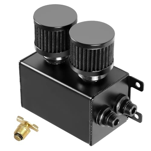 1.2L Universal Aluminum AN10 Twin Baffle Dual Filter Engine Oil Catch Black