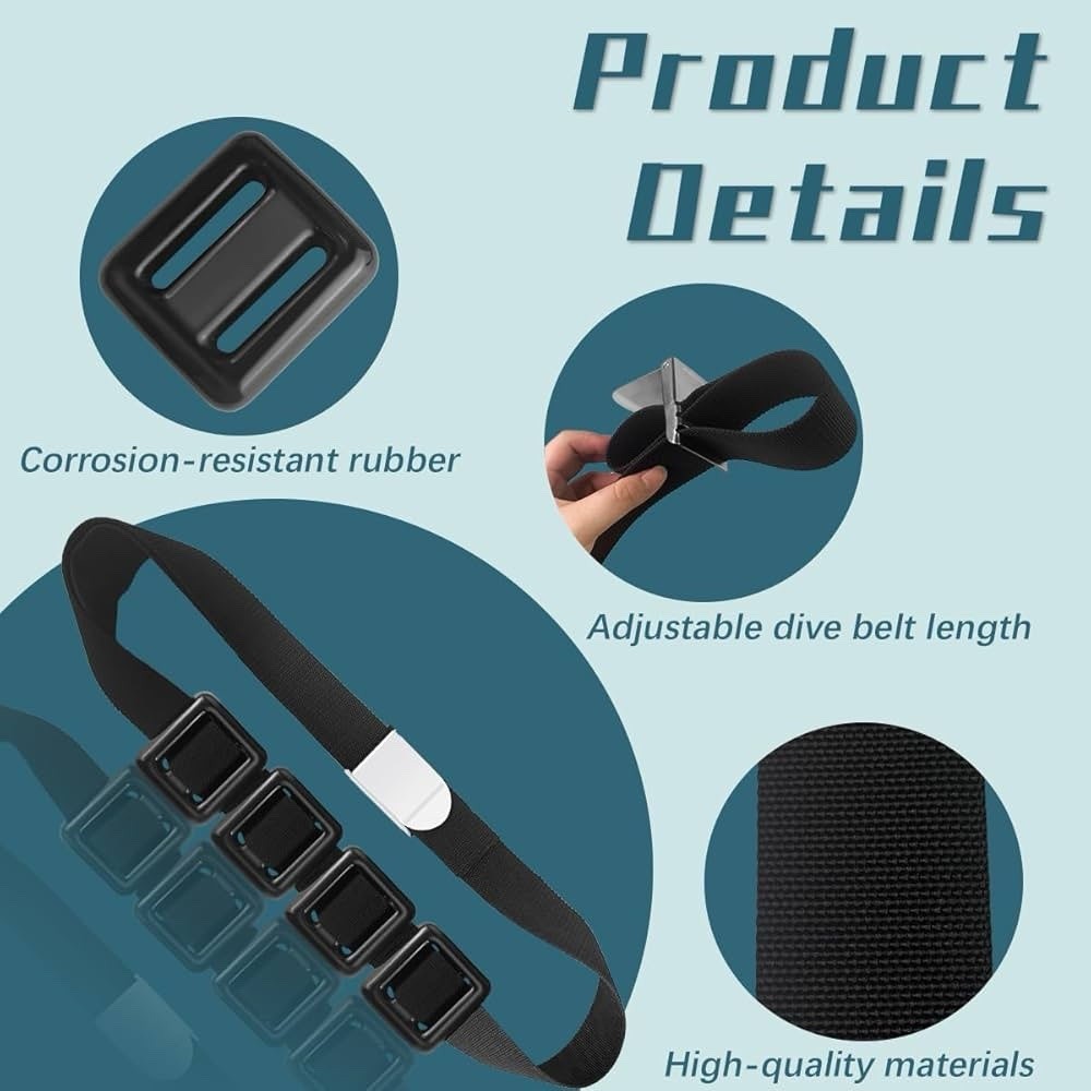 4-Pack Scuba Diving Weight Belt with Metal Buckle and Coated Weights