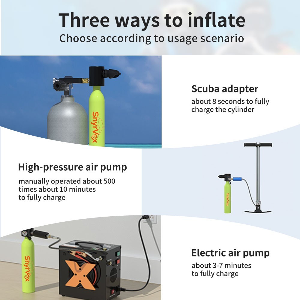 0.5L Aluminum Scuba Diving Tank 3000 PSI, Portable Underwater Breathing System